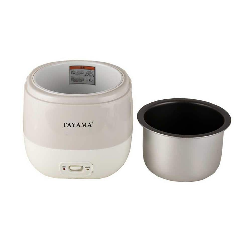 Tayama 3-Cup White Portable Mini Rice Cooker TMRC-03R