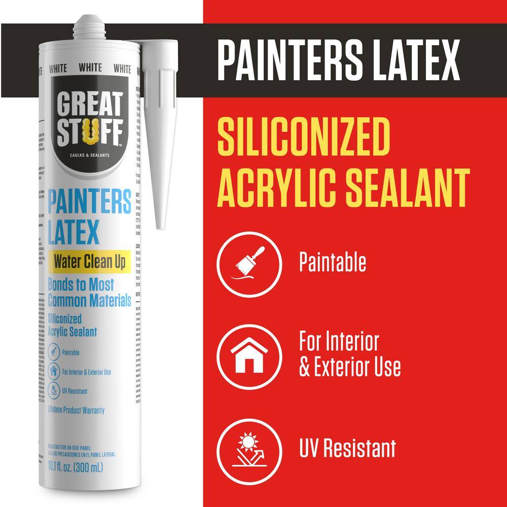 GREAT STUFF 10.1 fl. oz. White Painters Latex Siliconized Acrylic Caulk (12-Pack) 99PAIT3010X12