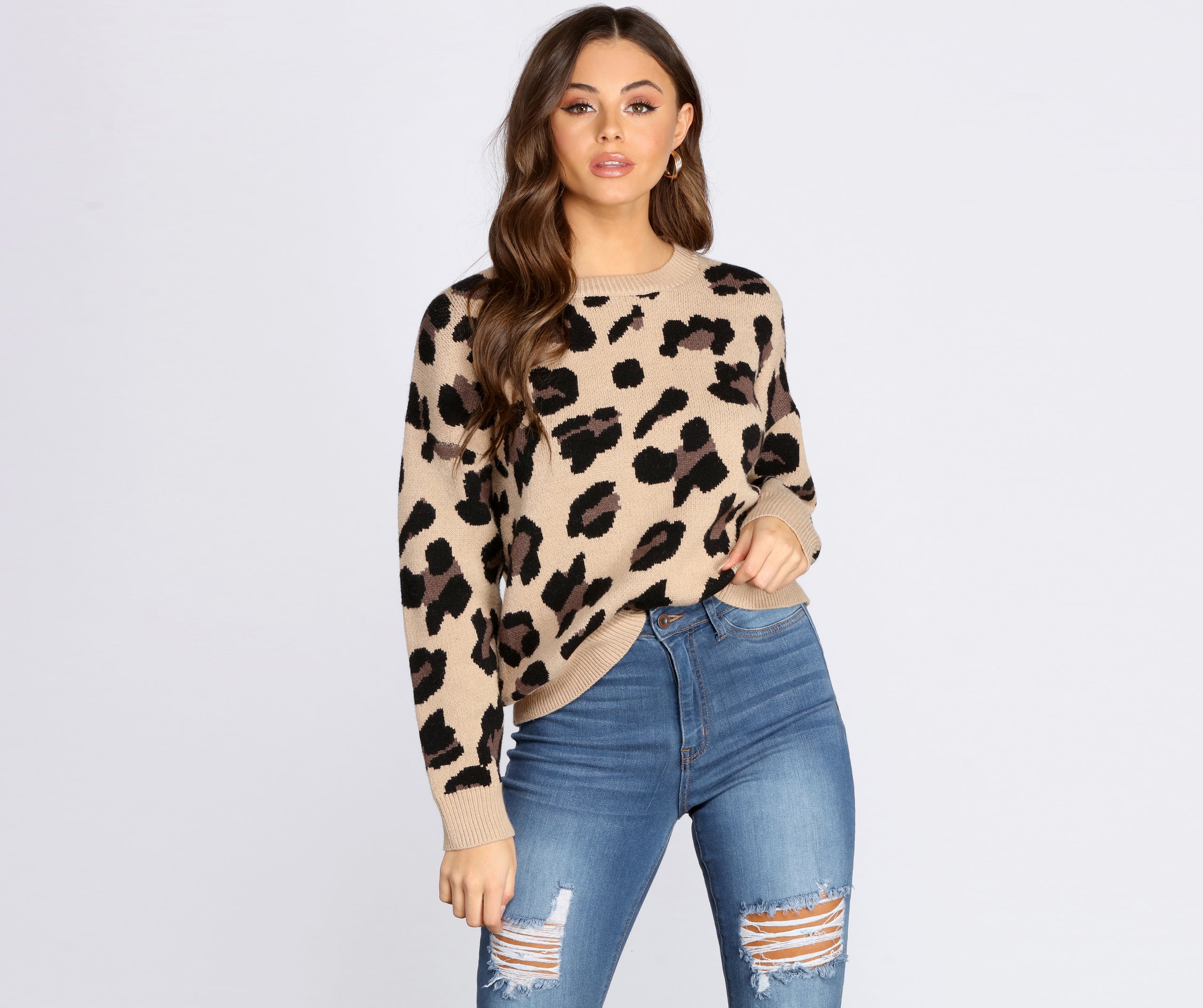 Stay Wild Leopard Print Sweater