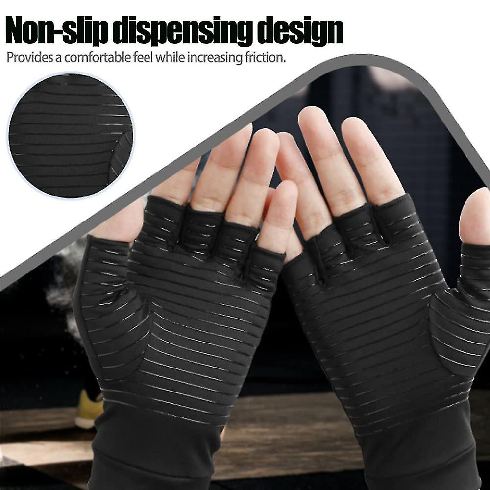 1 Pair Of Copper Compression Arthritis Gloves. Fingerless Osteoarthritis Gloves