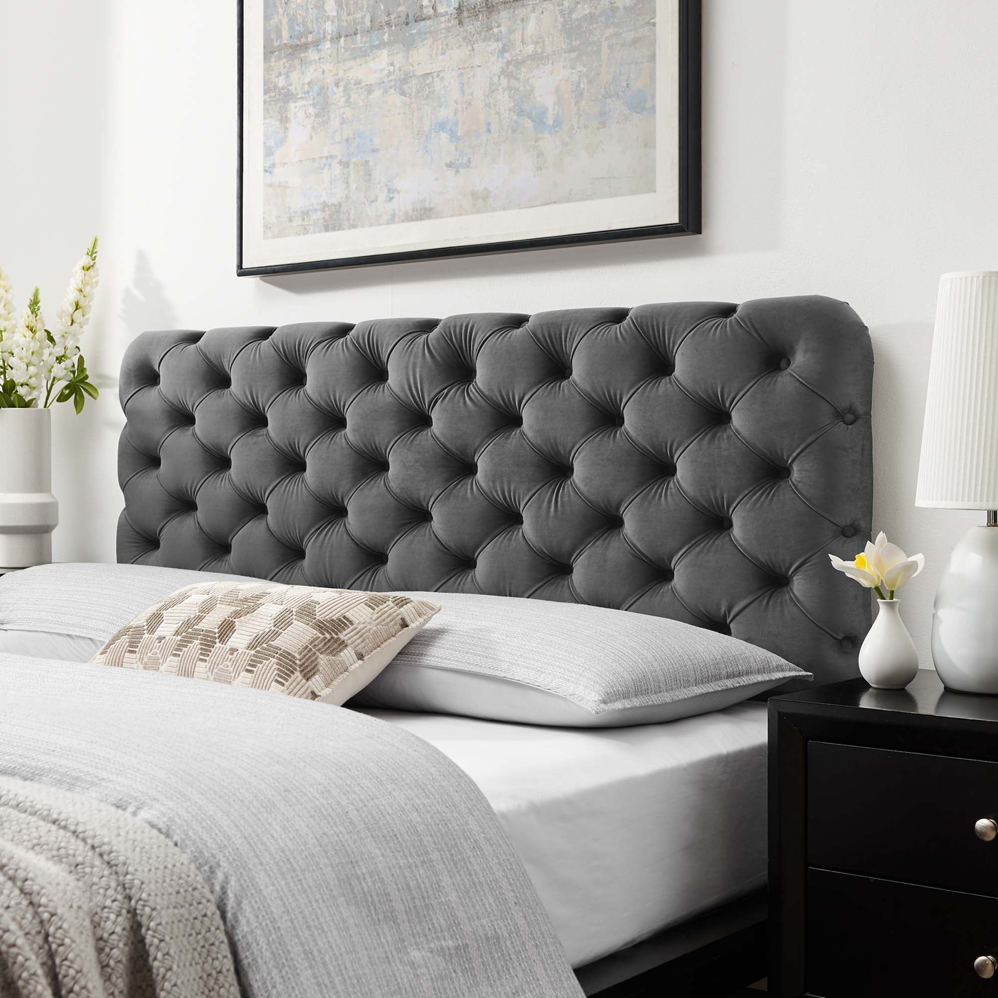 Lizzy Tufted Twin Performance Velvet Headboard - - 32028752