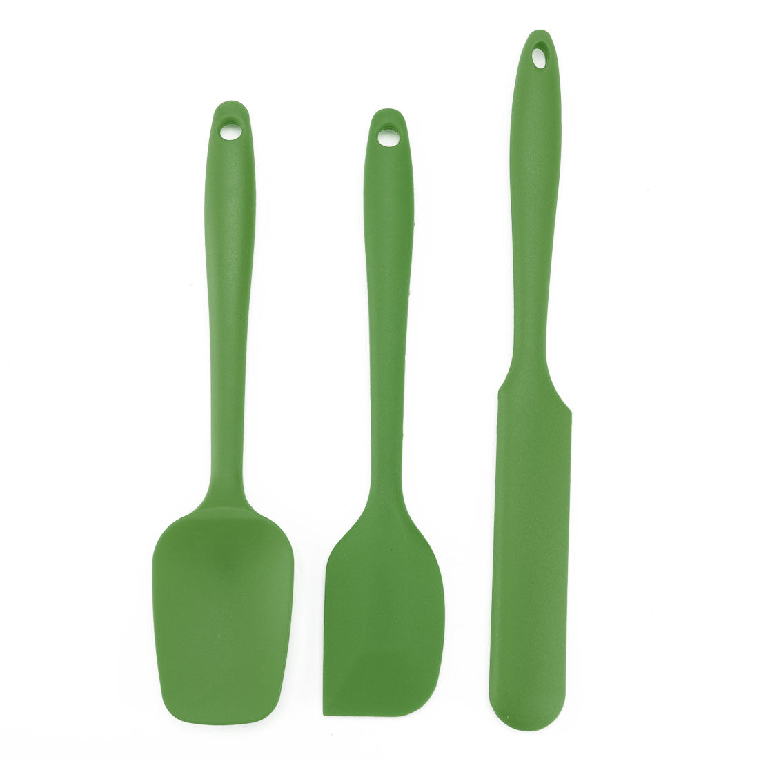 Kitchen Cooking Silicone Spatula Set Heat Resistant Scraping Baking Utensils Green 3 Pieces