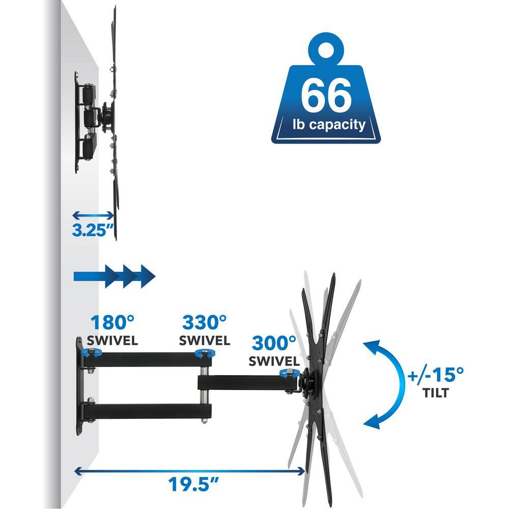 MOUNT-IT! Full Motion Swivel Bracket TV Wall Mount for 23 in. to 55 in. Screens MI-2065L