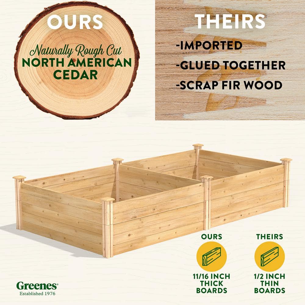 Greenes Fence 4 ft. x 8 ft. x 17.5 in. Original Cedar Raised Garden Bed RC6S6T35B