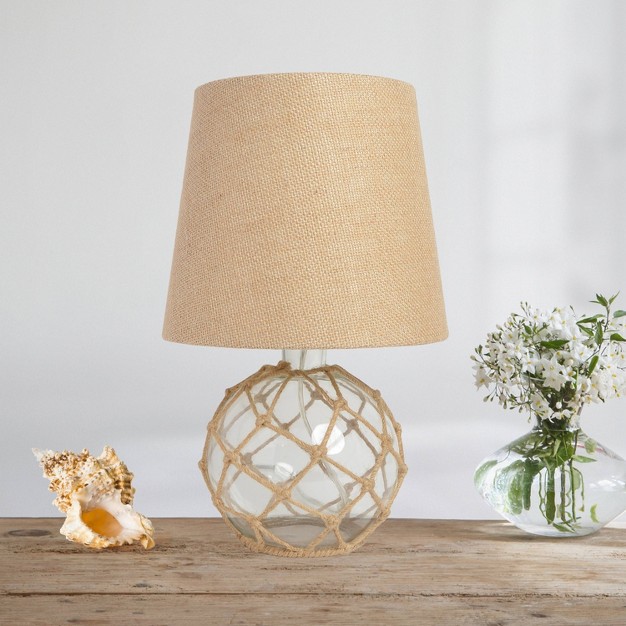 Buoy Rope Nautical Netted Coastal Ocean Sea Glass Table Lamp Clear Elegant Designs