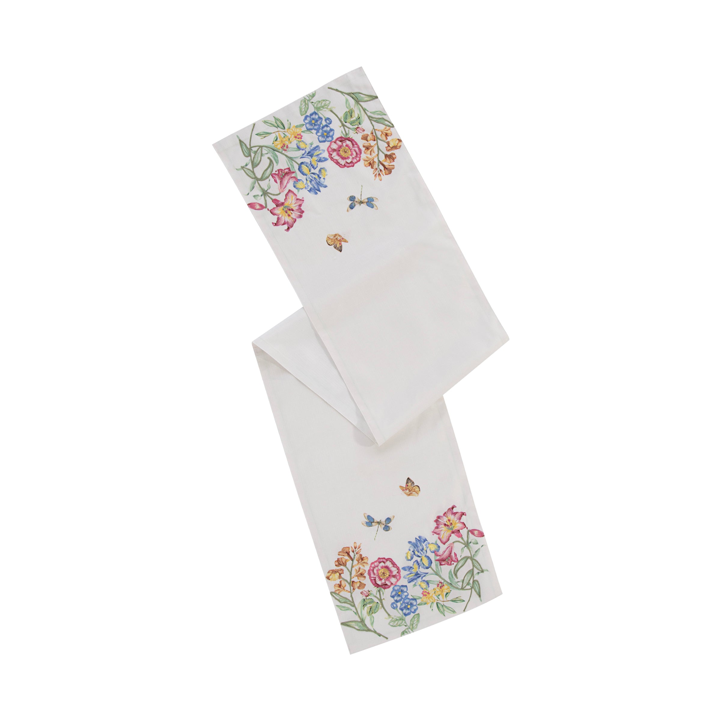 Butterfly Meadow Garden Embroidered Runner