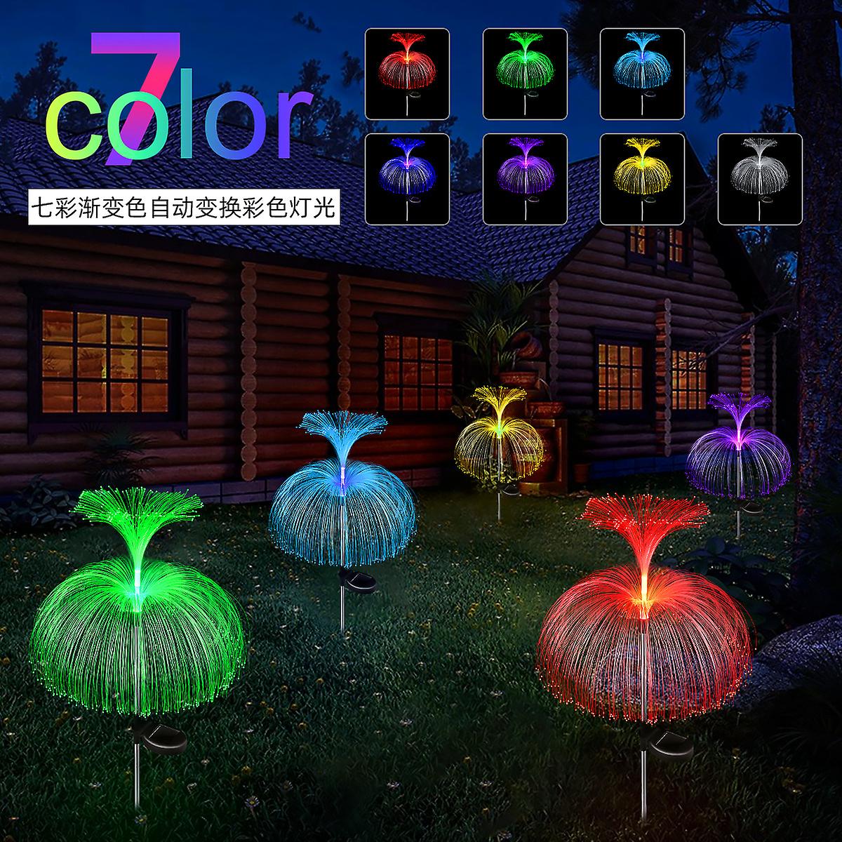 Solar Garden Lights， 3 Pack Upgraded Solar Outdoor Waterproof 7 Color Changing Double Jellyfish And Star And Moon Lights For Garden Decoration， Patio