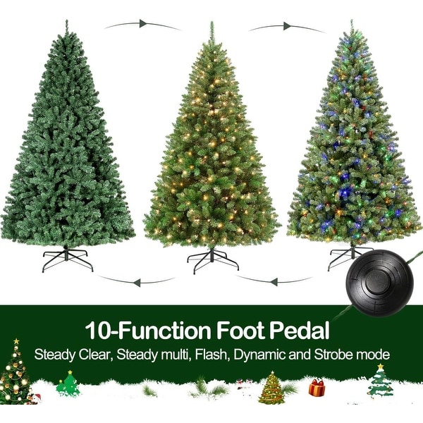 6.5 ft Prelit Christmas Tree，Artificial Christmas Tree with 350 Color Changing LED Lights，1100 Tips，10 Color Modes