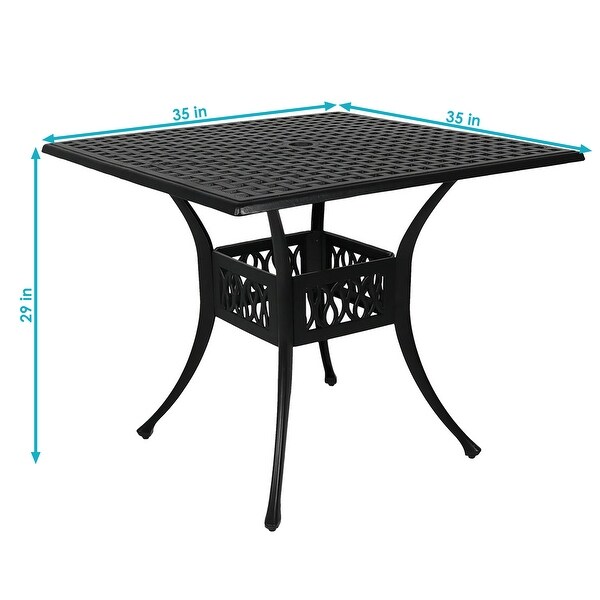 Black HeavyDuty Cast Aluminum Square Patio Dining Table