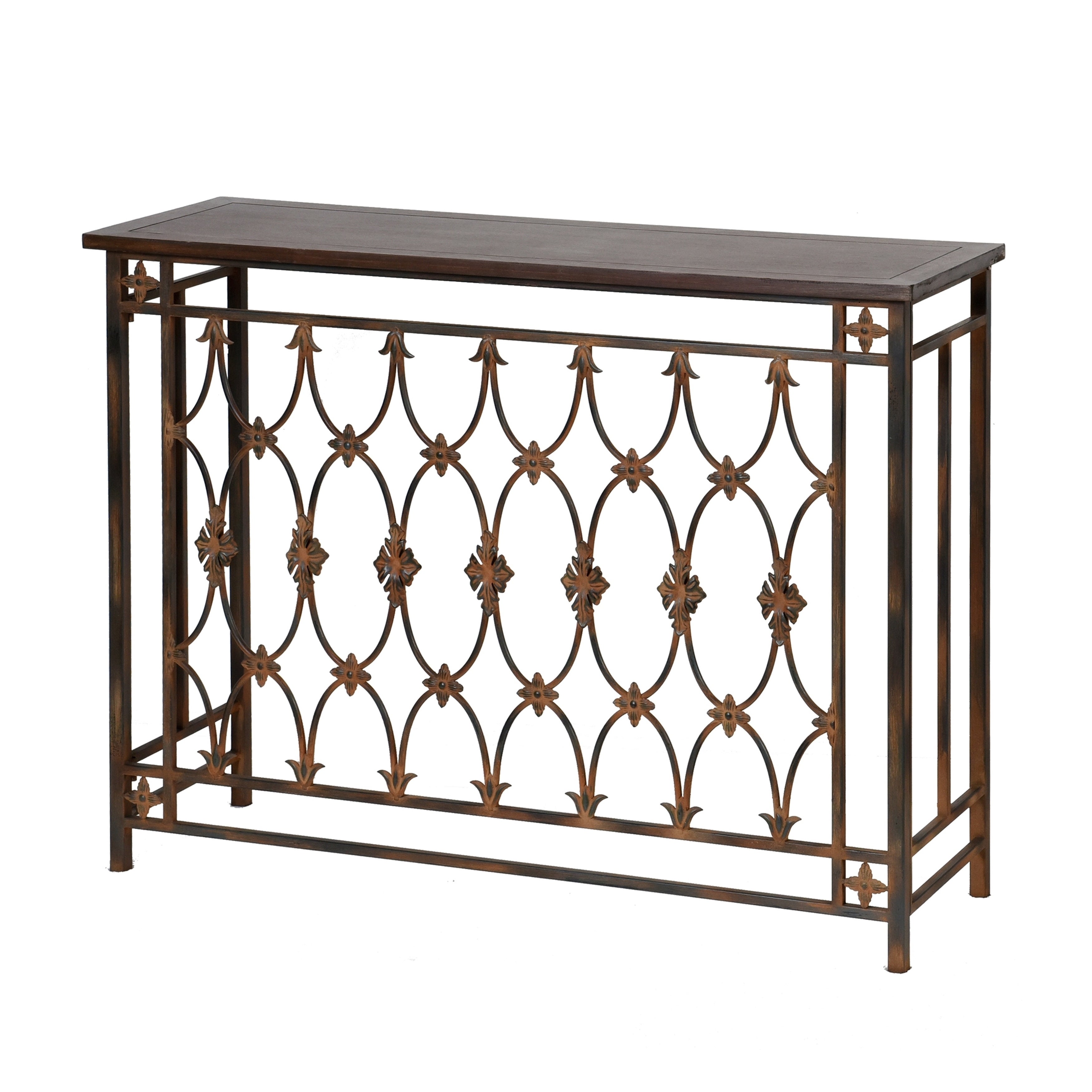 StyleCraft Brown gree Metal and Wood Side Table