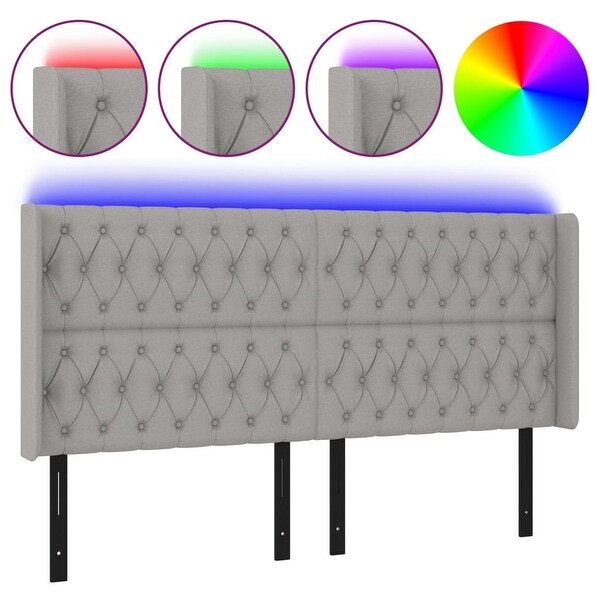 vidaXL LED Headboard Dark Gray/Light Gray Fabric - - 37455511