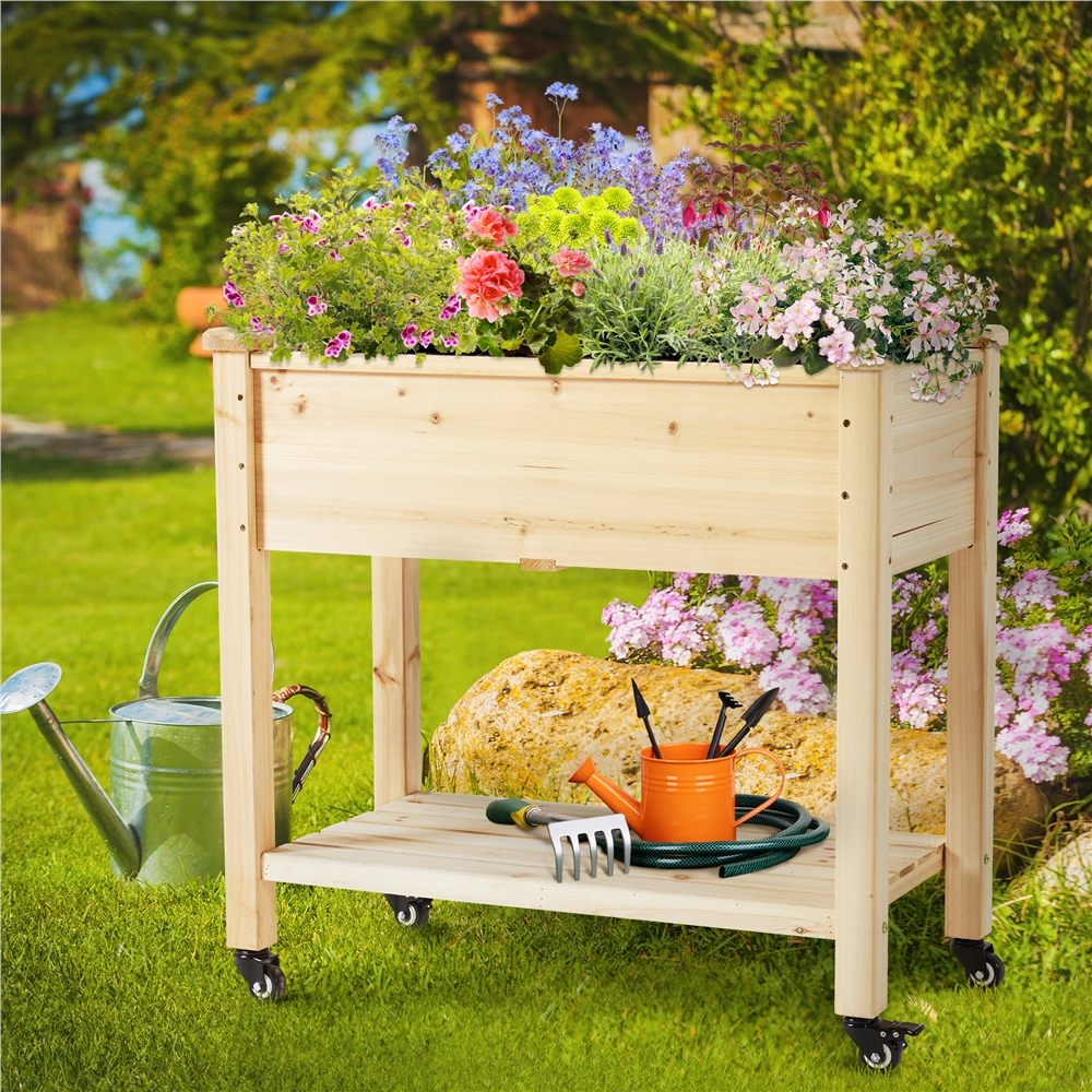 Topeakmart Raised Garden Bed Wooden Elevated Garden Bed Planter Box Kit with Legs