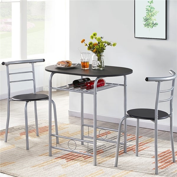 Yaheetech Modern Round Dining Table Set， 3 Piece Dining Room Sets