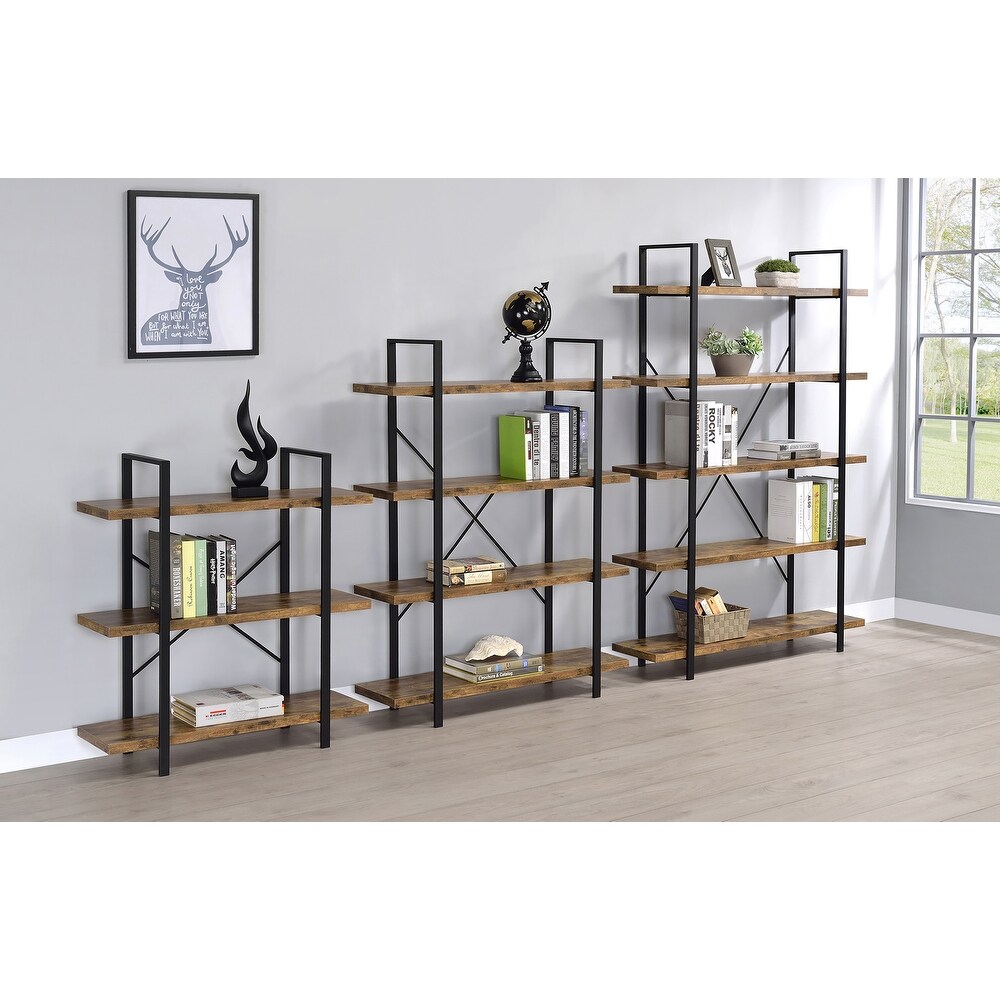 Coaster Furniture Cole Antique Nutmeg and Black 3 Shelf Bookcase