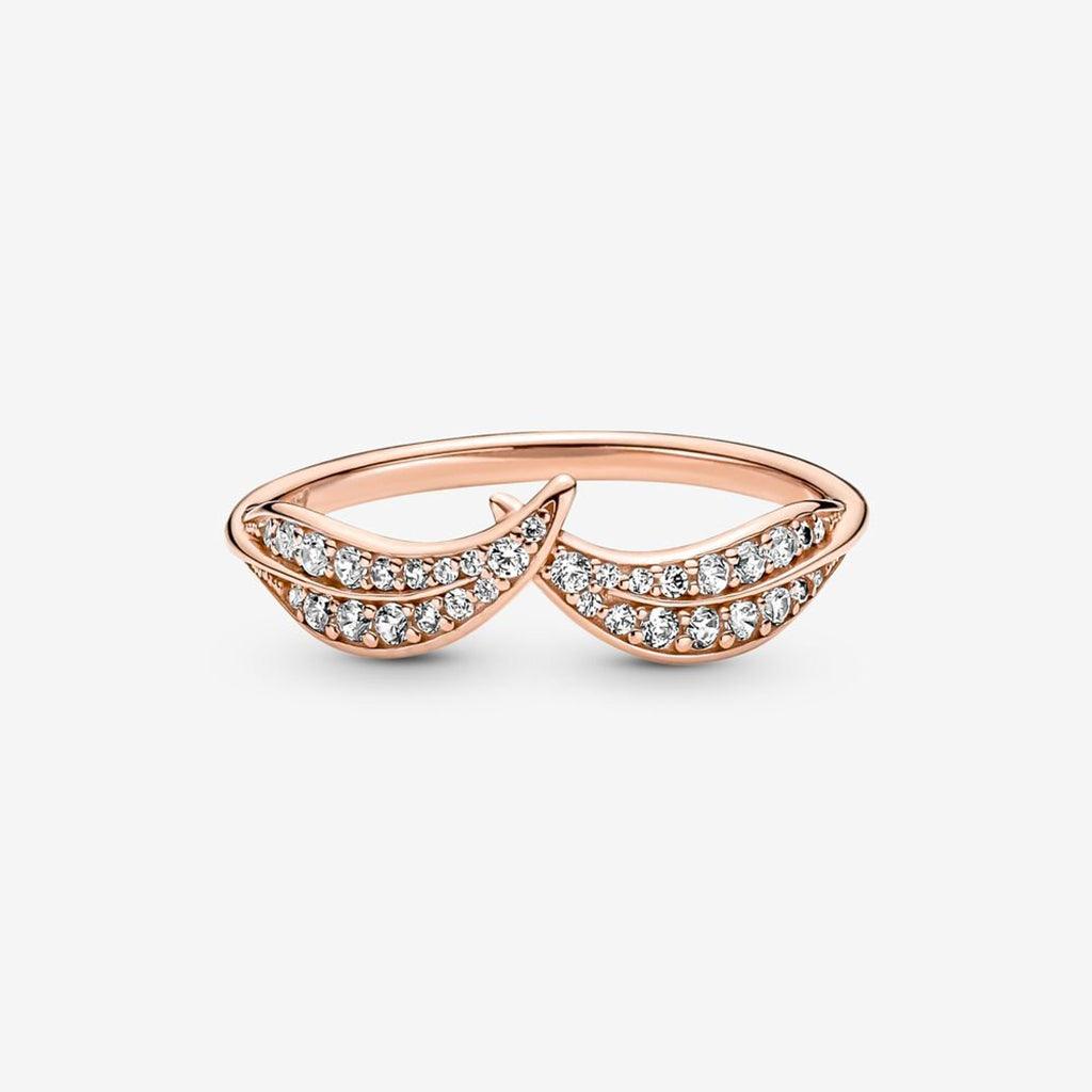 PANDORA  Sparkling Leaves Ring in Rose Gold