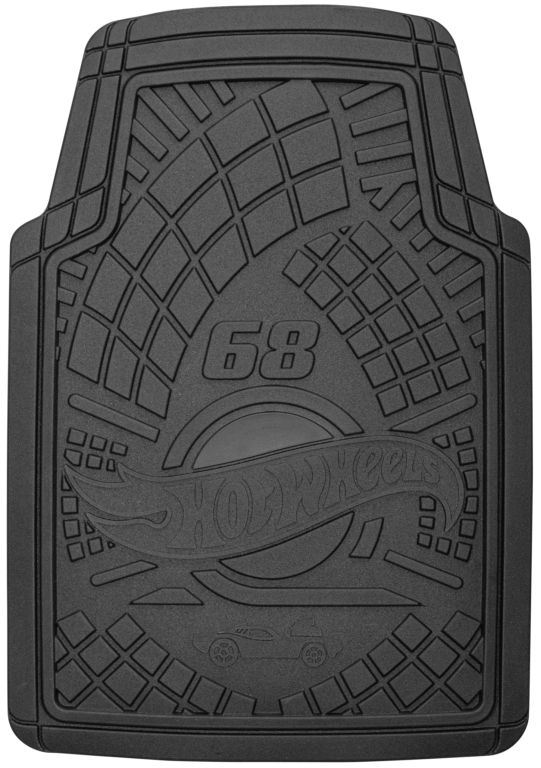 Hot Wheels Premium Racing Design 2pc Rubber Floor Mat Set. Ideal for Cars， Trucks and SUV's.