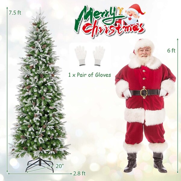 Costway 6/7.5/9 FT Flocked Christmas Tree with 671/913/1310 PE PVC