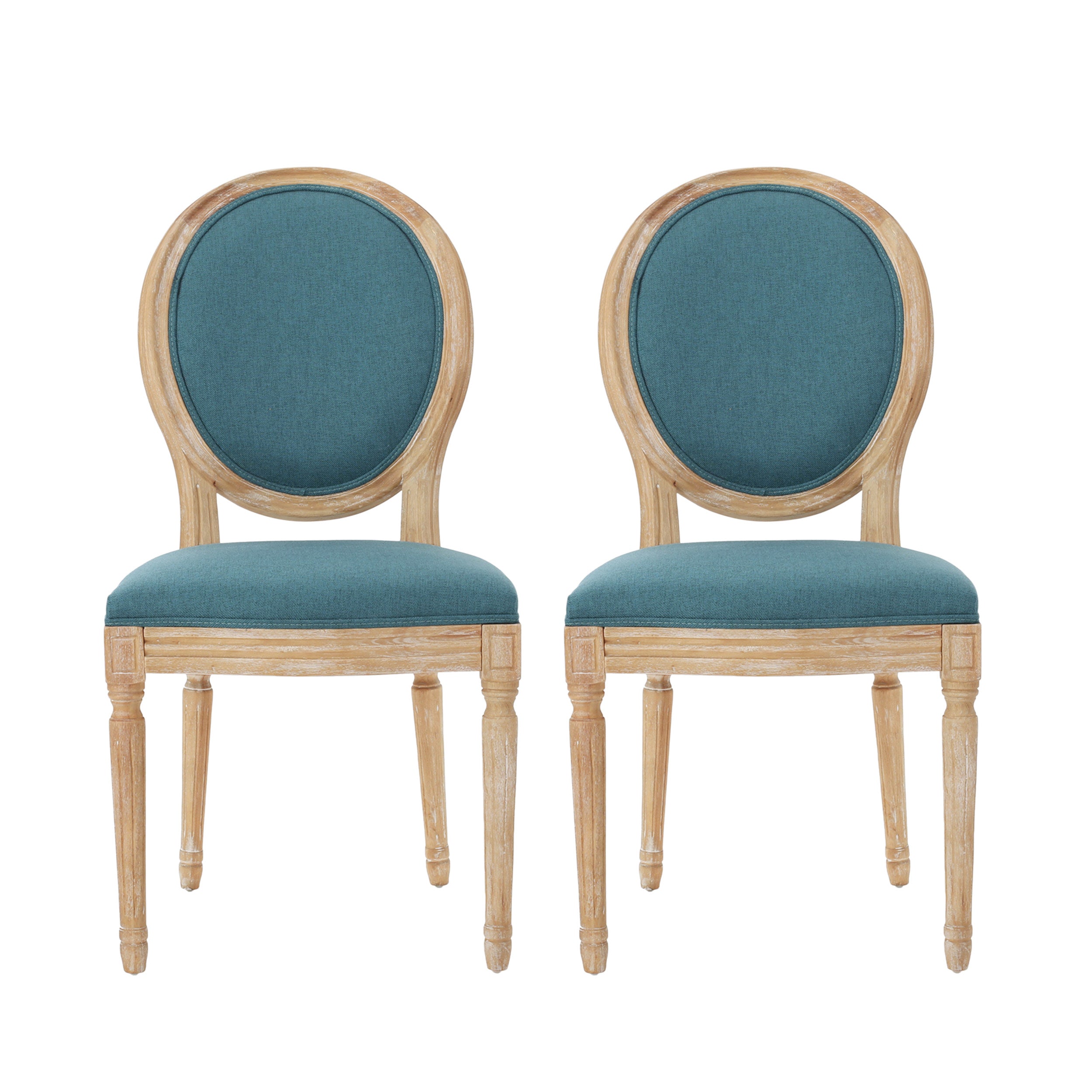 Phinnaeus French Country Fabric Dining Chairs (Set of 2)