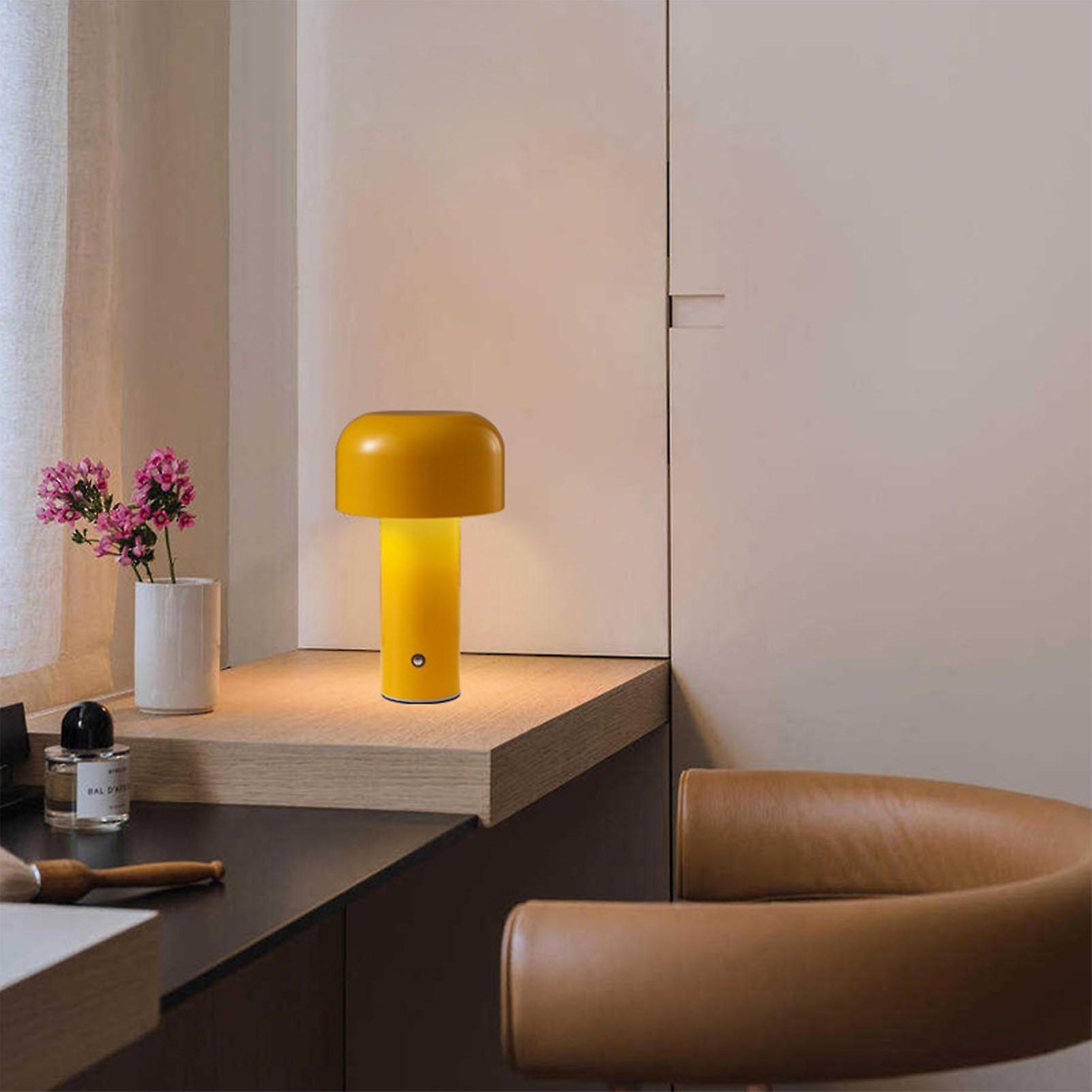 Mushroom Table Lamp Three Colors LED Light Beads Stepless Dimming Mushroom Lamp Night Light for Bedroom Bedside Yellow