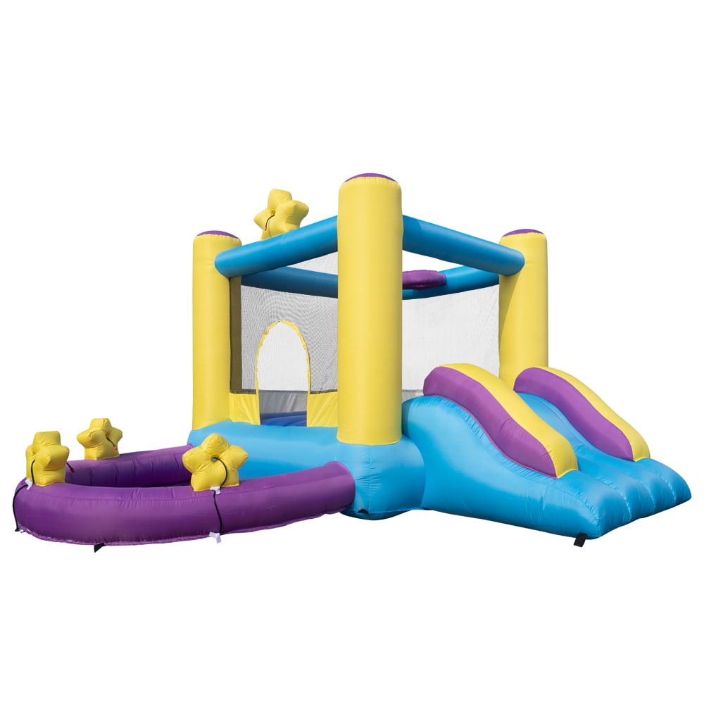 Track 7 Star Inflatable Bounce House with Pool,Slide,Baskt,InflatableJumping Castle