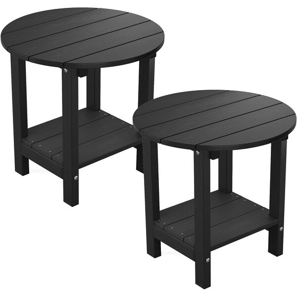 WINSOON All Weather HIPS Outdoor 2Tier Outdoor Side Tables Adirondack Tables Set Of 2