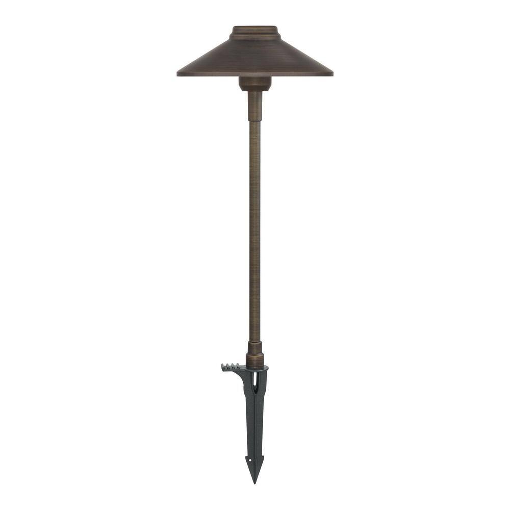 Hampton Bay Low Voltage Landscape Antique Brass Single Tier Path Light with 1.6-Watt 100 lumen Integrated LED LWP-M1BR3000KA2