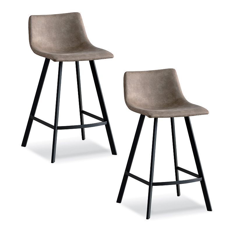 Leick Furniture Matte Black and Gray Counter Stool Set