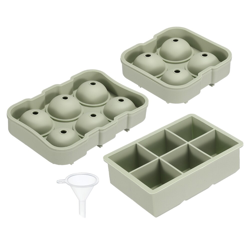 Set of 3 Green Sphere Ice Ball Maker   Square Ice Cube Tray for Cocktails