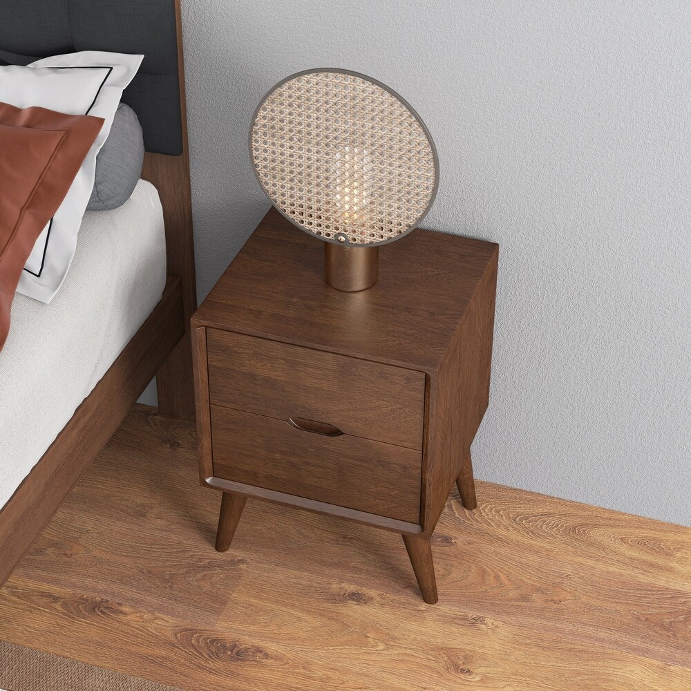 Giulia Mid Century Modern Walnut Nightstand Bed Side Tables with 2 Drawers