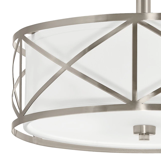 Kichler 34720 Edenbrook 3-Light Brushed Nickel Modern/Contemporary Etched Glass Drum Pendant Light