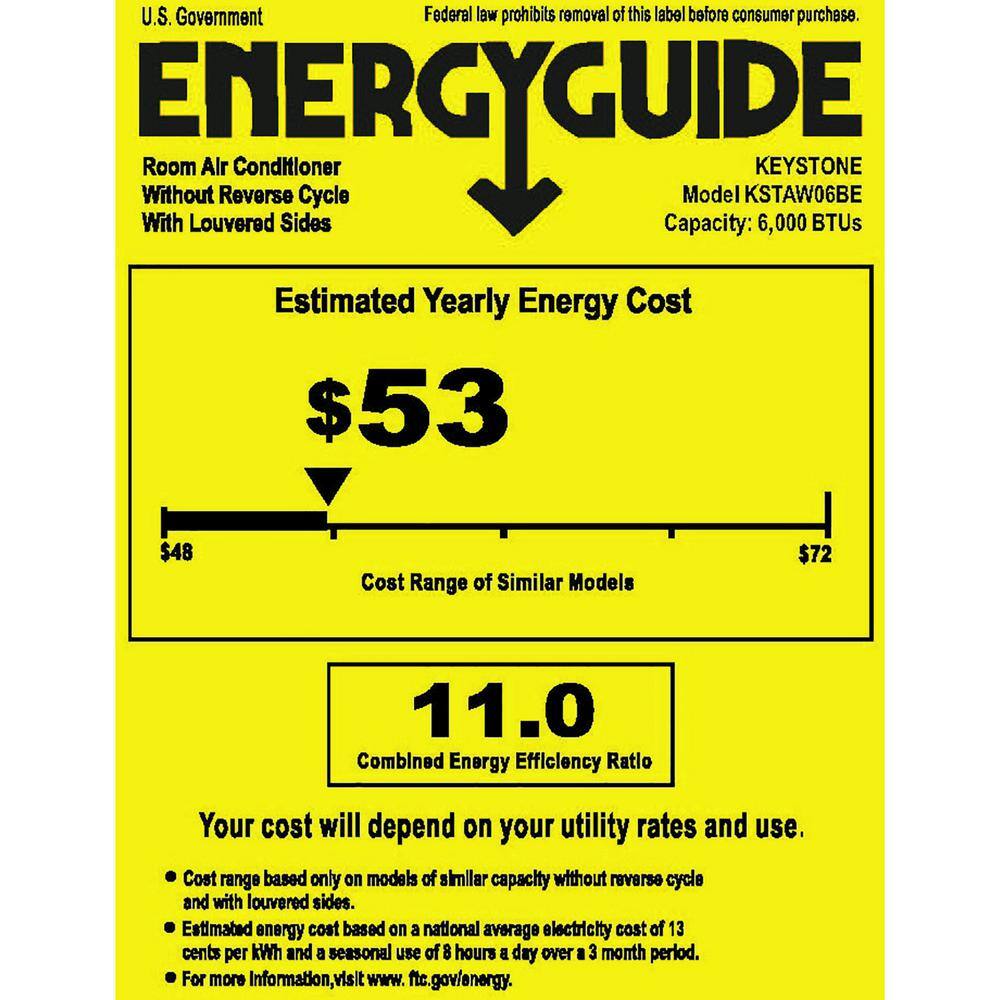 Keystone 6000 BTU Window-Mounted Air Conditioner with Follow Me LCD Remote Control in White KSTAW06BE KSTAW06BE