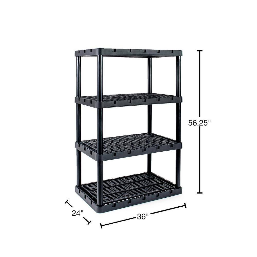 GRACIOUS LIVING Black 24 in. x 56.25 in. x 36 in. Knect-A-Shelf 3-Tier Plastic Light Duty Interlocking Storage Shelving Unit 91085-1C