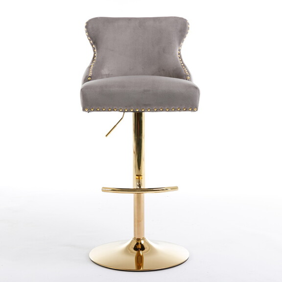 Seat Wide19.3 inches Golden Swivel Velvet Barstool...