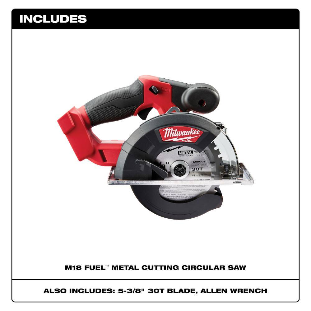 MW M18 FUEL 18-Volt Li-Ion Brushless Cordless Metal Cutting 5-38 in. Circular Saw wMetal Blade  38 in. Impact Wrench 2782-20-2854-20