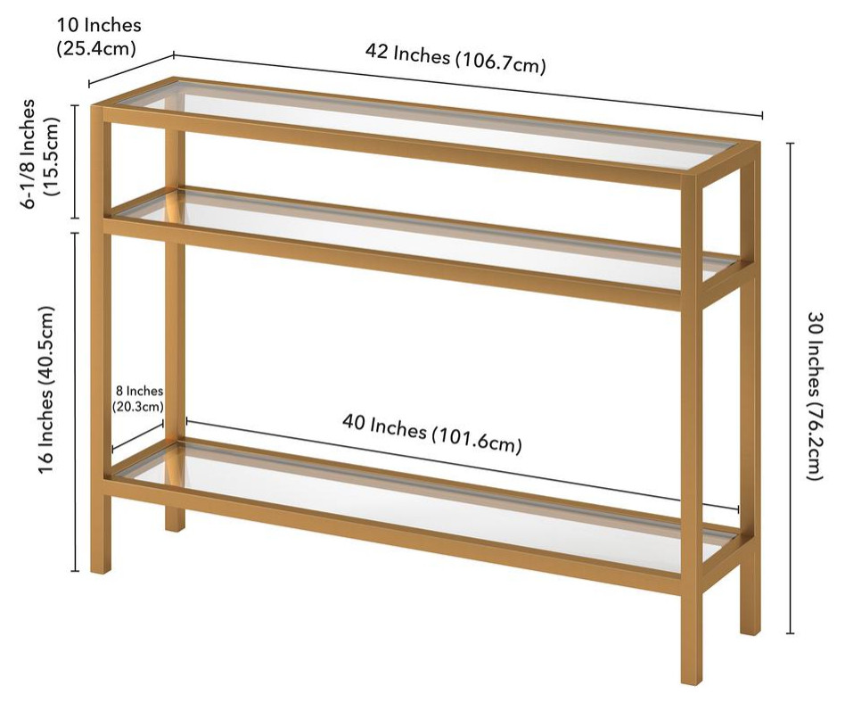 Sivil 42  x27 x27Wide Rectangular Console Table in Brass   Contemporary   Coffee Tables   by BisonOffice  Houzz