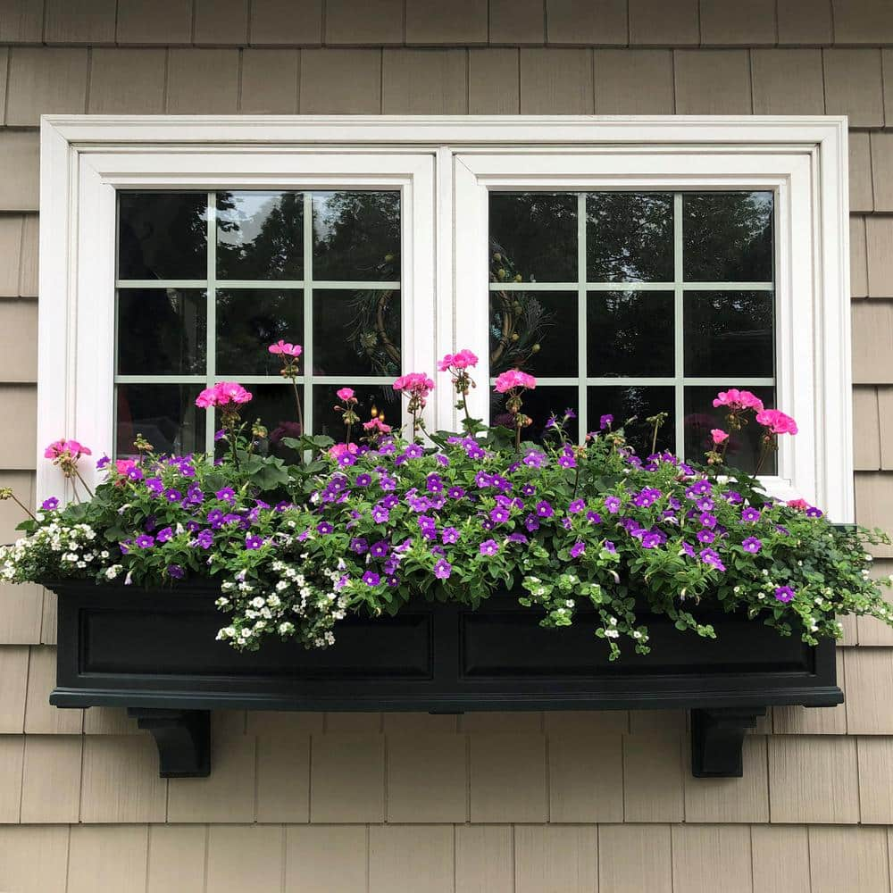 Mayne Nantucket 48 in. x 11.5 in. Self-Watering Black Polyethylene Window Box 4831-B