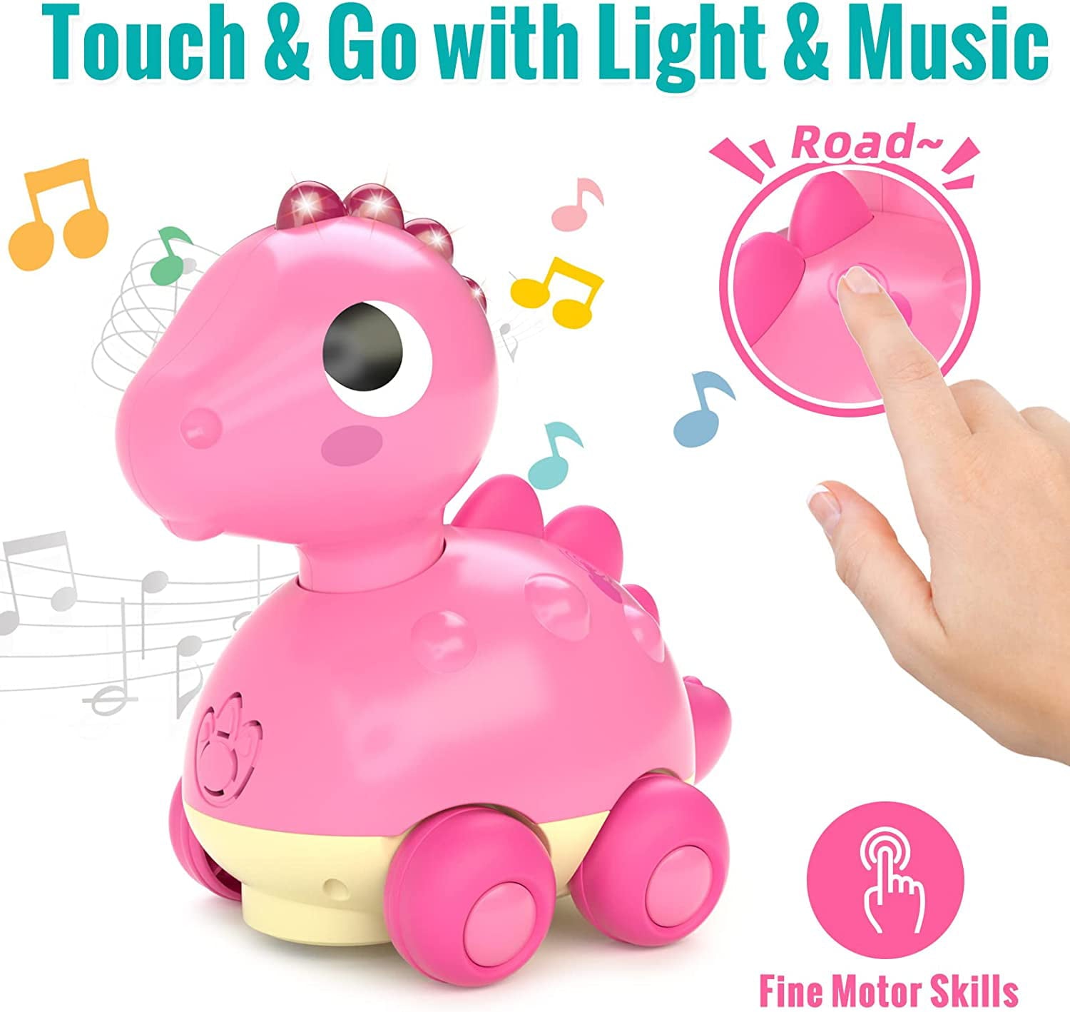 Baby Toys for 12-18 Months Baby Crawling Toys Touch and Go Musical Light for Baby Girl Toys - Infant Toys Gifts Toys for 1 to 2 3 Year Old Girl， Musical Toy， Pink