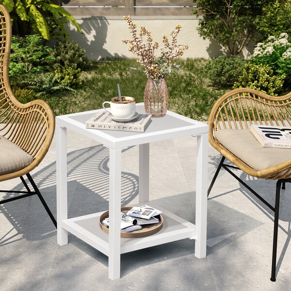 Outdoor Patio 2Tier Small Square Side Table