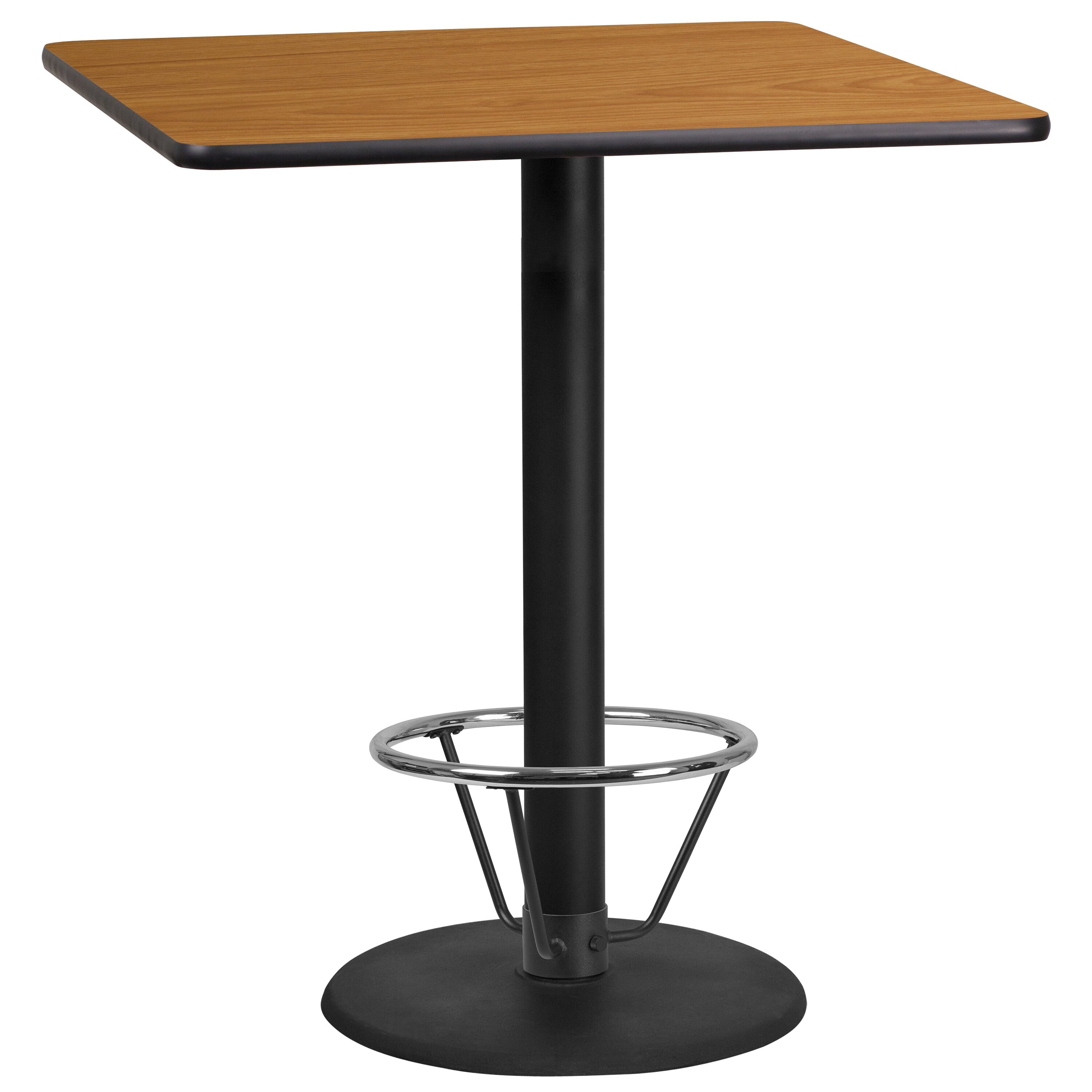 36'' Square Laminate Table Top with 24'' Round Bar Height Table Base