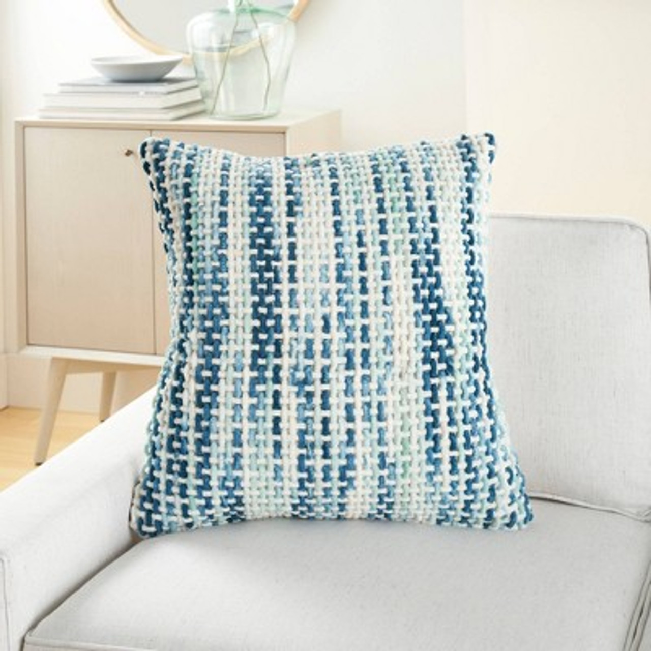 20x20 Oversize Life Styles Spacedye Basketweave Square Throw Pillow Aqua - Mina Victory