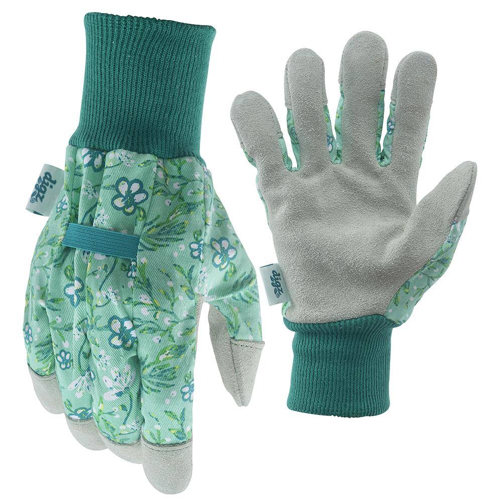 Digz Leather Palm with Knit Wrist Women's Medium Green Glove 79866-012