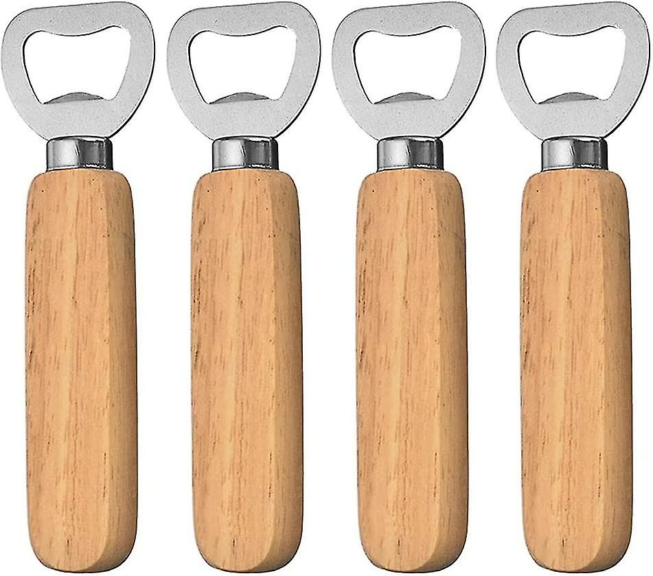 4 Pcs Heilwiy Wooden Handle Beer Bottle Opener Personalised Bottle Opener For Bottle Cap Gift