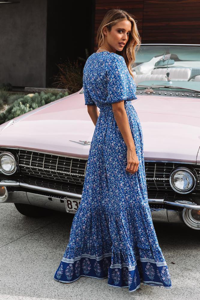 No Letting Go Maxi Dress Blue