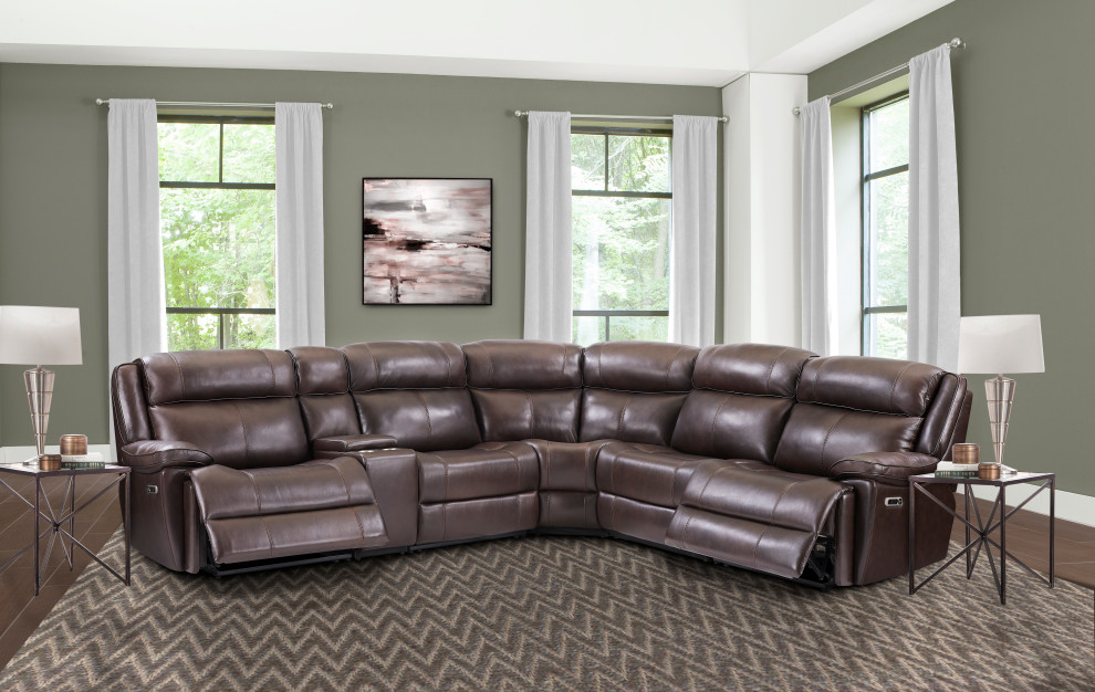 6 Piece Modular Power Reclining Sectional With Power Adjustable Headrests   Transitional   Sectional Sofas   by Parker House  Houzz