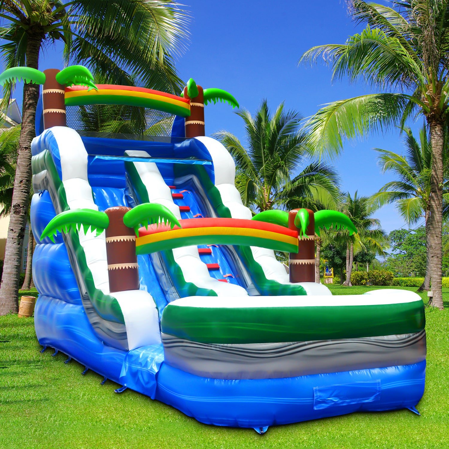 GOOSH 10' W x 26' D Inflatable Water Slide with Air Blower