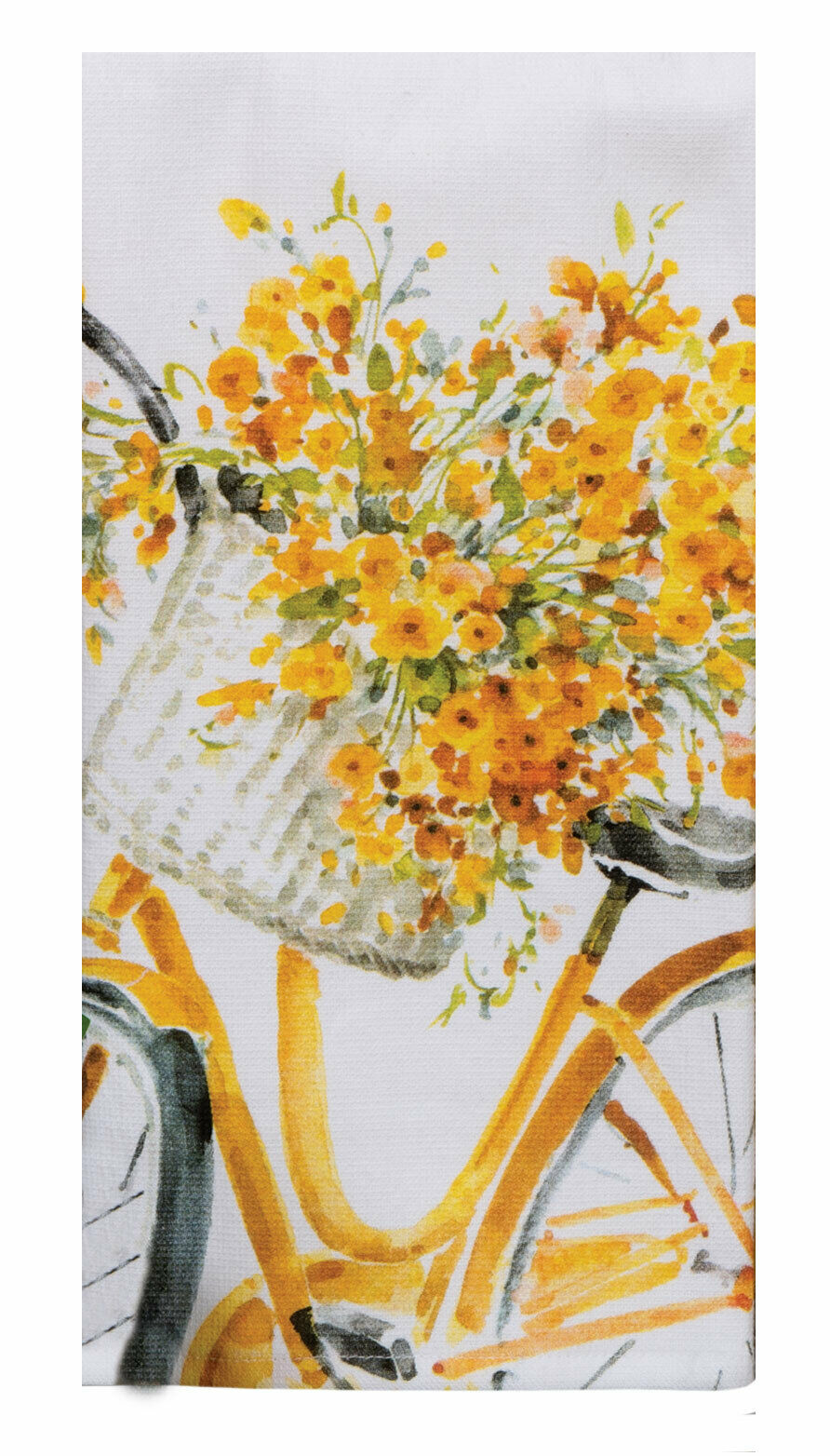 Set of 2 Sweet Home YELLOW BIKE Floral Terry Kitchen Towels by Kay Dee Designs