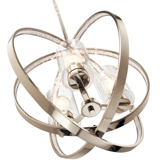 Kichler 34835 Angelica 3-Light Polished Nickel Modern/Contemporary Clear Glass Globe Pendant Light