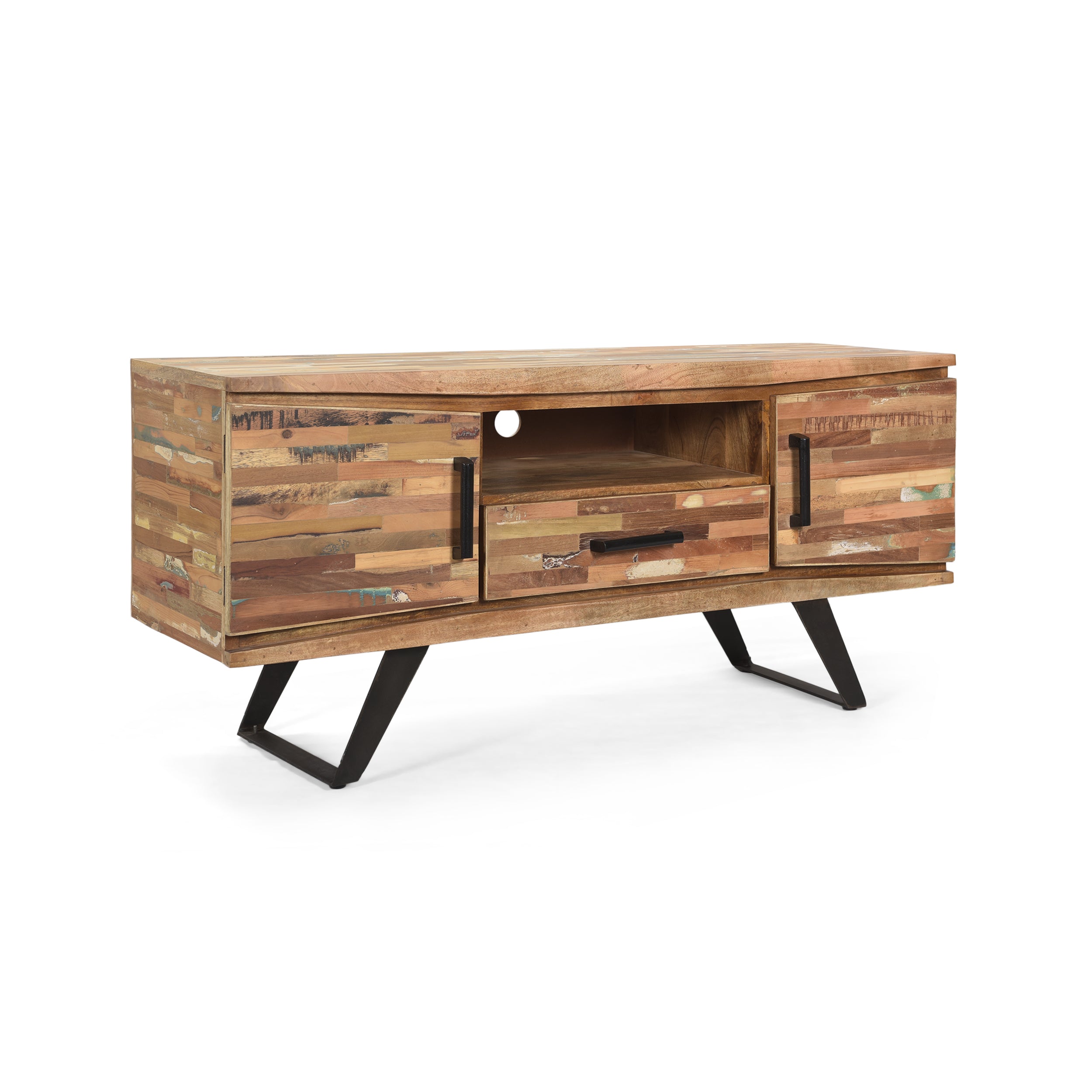 Alithea Handcrafted Boho Reclaimed Wood TV Stand