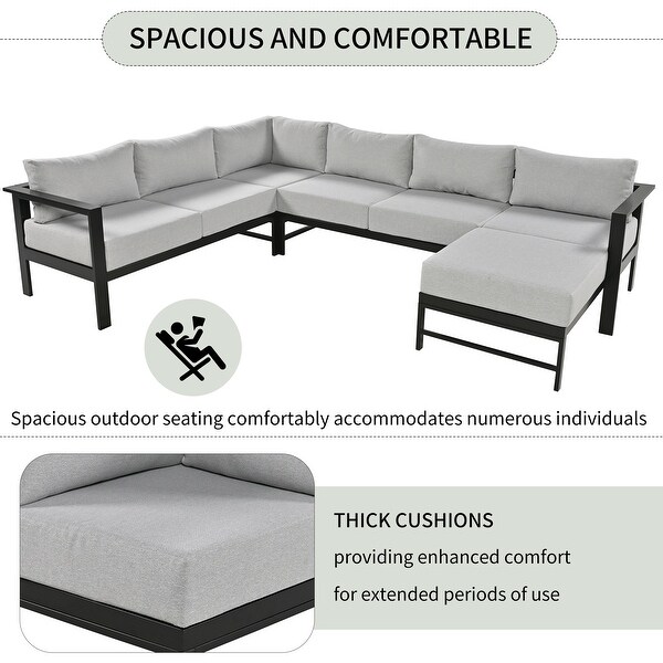 6Seater UShaped Outdoor Sectional Sofa Set with Aluminum Frame