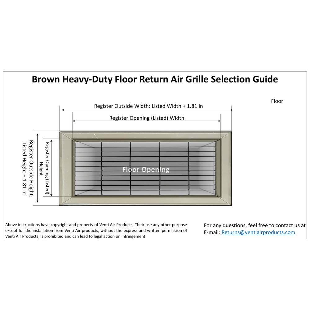 Venti Air 16 in. Wide x 20 in High Rectangular Floor Return Air Grille of Steel for Duct Opening 16 in. W x 20 in H HFR1620